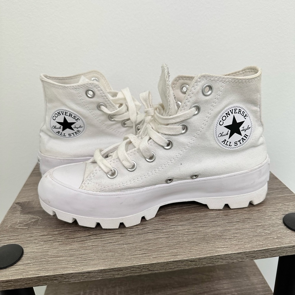 White High-Tops Converse Platforms (Canvas)